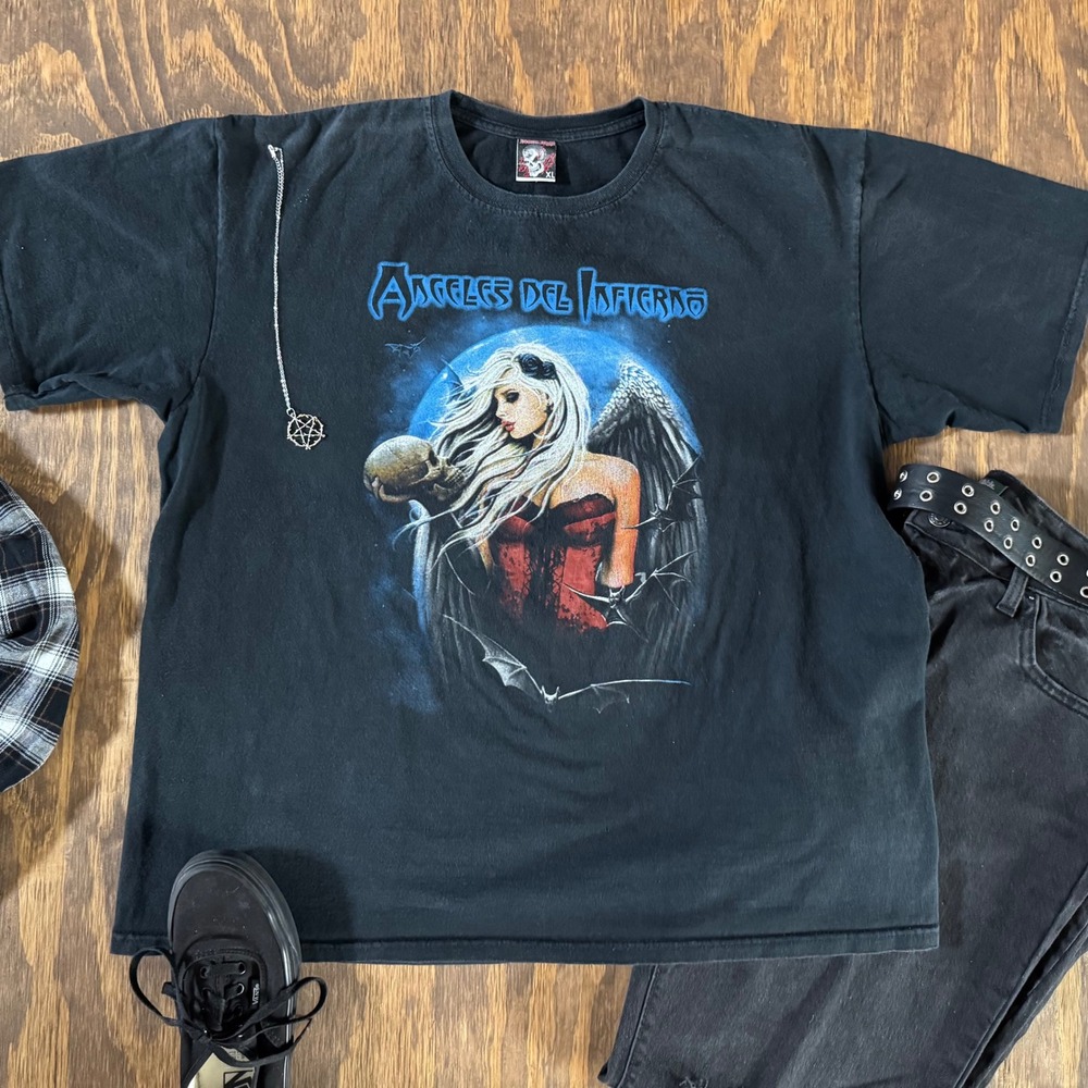 Angeles Del Infierno Band Tee XL Demon Night Mexican Bootleg Heavy Metal Shirt